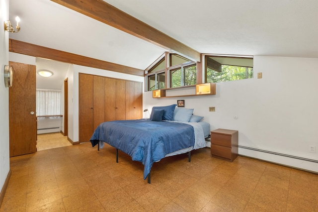 25 Wendover Way, Bedford, NH 03110 - bedroom featuring baseboard heating, tile patterned floors, and a closet