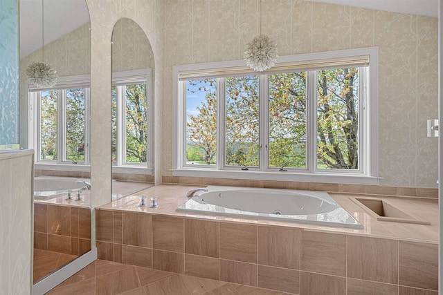 43 Sterling Pl, Bow, NH 03304 - full bathroom featuring healthy amount of natural light, a whirlpool tub, and wallpapered walls
