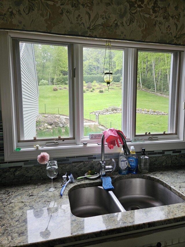 45 Deacon Willey Rd, Campton, NH 03223 - kitchen view of a sink and light stone counters
