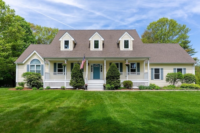 155 Middle Rd, Brentwood, NH 03833 - cape cod home with a porch, a front yard, and a shingled roof