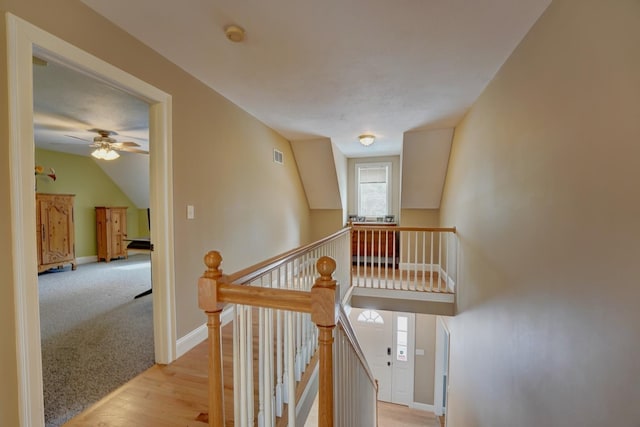 155 Middle Rd, Brentwood, NH 03833 - staircase featuring wood finished floors, a ceiling fan, and baseboards