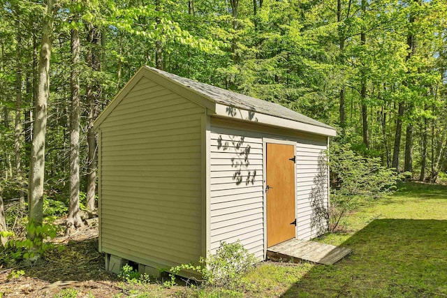 37 Port Wedeln Rd, Wolfeboro, NH 03894 - view of shed featuring a wooded view