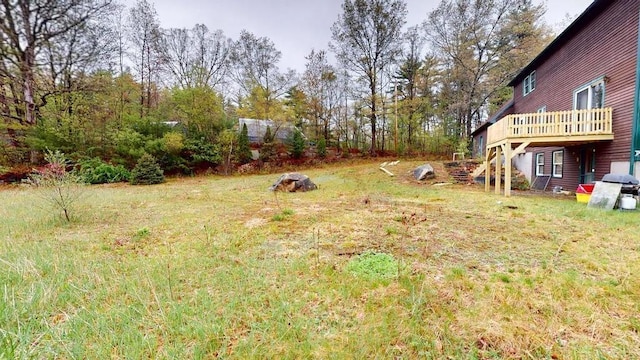 1862 Hooksett Rd, Hooksett, NH 03106 - view of green lawn featuring stairway and a wooden deck