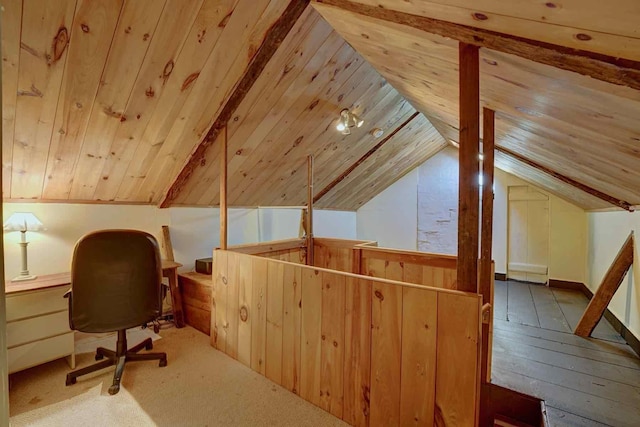 520 Washington Rd, Rye, NH 03870 - office area featuring lofted ceiling and wooden ceiling