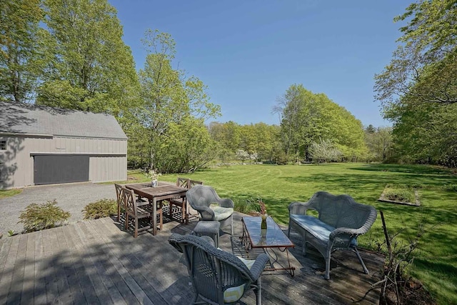 520 Washington Rd, Rye, NH 03870 - deck with a yard, an outdoor hangout area, an outbuilding, and outdoor dining space