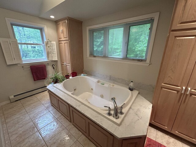 7 Juniper Ridge Rd, Exeter, NH 03833 - full bathroom with a baseboard heating unit, a jetted tub, recessed lighting, and baseboards