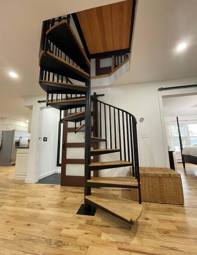 885 N St, Wells, VT 05774 - stairway with wood finished floors and recessed lighting