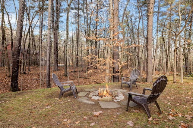 21 Regis Rd, Laconia, NH 03246 - view of yard featuring an outdoor fire pit