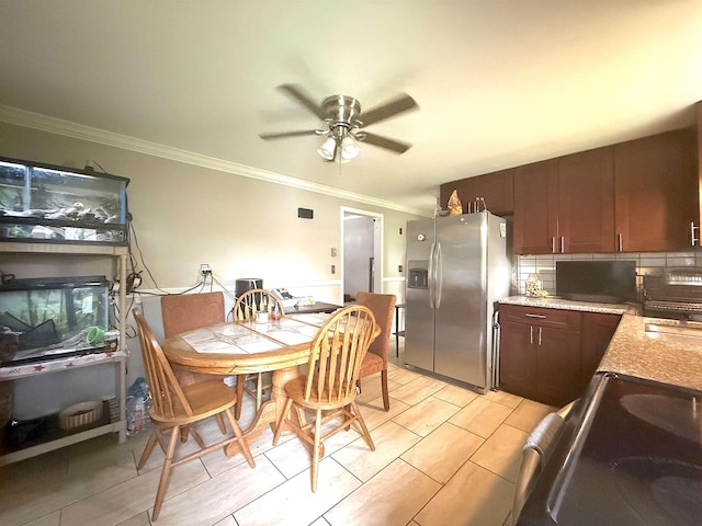 16 Townhouse Rd, Allenstown, NH 03275 - dining area featuring ornamental molding and a ceiling fan