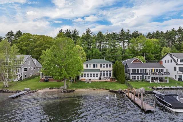 90 Paugus Park Rd, Laconia, NH 03246 - rear view of property with a water view and a yard