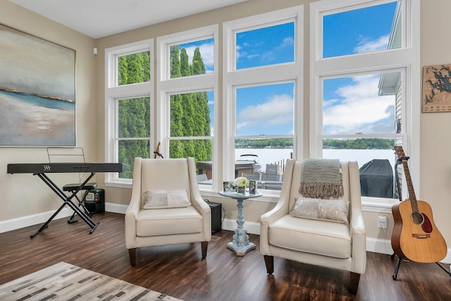 90 Paugus Park Rd, Laconia, NH 03246 - sitting room featuring plenty of natural light, wood finished floors, and a water view