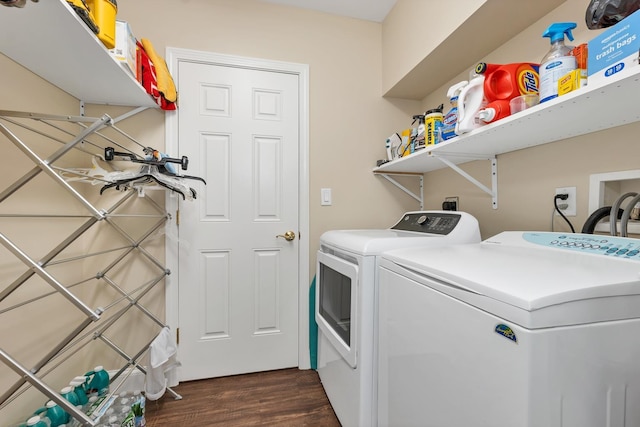 90 Paugus Park Rd, Laconia, NH 03246 - laundry area featuring washer and clothes dryer and dark wood-style flooring