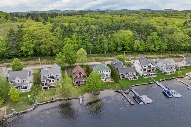 90 Paugus Park Rd, Laconia, NH 03246 - aerial perspective of suburban area featuring a heavily wooded area and a nearby body of water