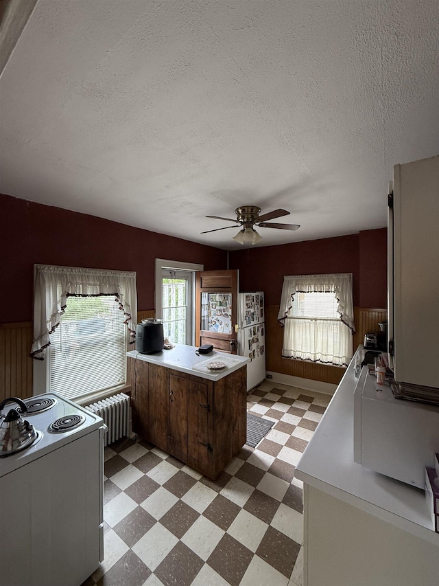 119 N Main St, Rutland City, VT 05701 - office space featuring light floors, radiator heating unit, ceiling fan, and a textured ceiling