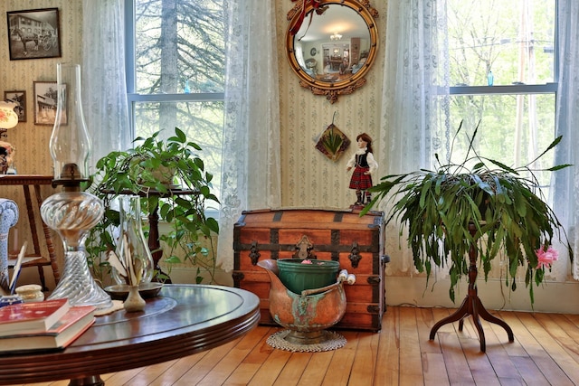5100 Rte 100, Plymouth, VT 05056 - sitting room featuring wallpapered walls and hardwood / wood-style floors