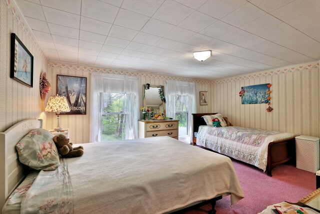 5100 Rte 100, Plymouth, VT 05056 - bedroom with wallpapered walls and carpet flooring
