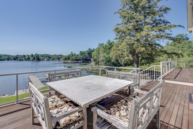 11 Clark Island Rd, Amherst, NH 03031 - wooden deck with outdoor dining space and a water view