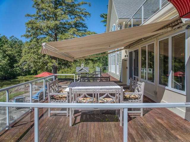 11 Clark Island Rd, Amherst, NH 03031 - wooden terrace featuring outdoor dining space