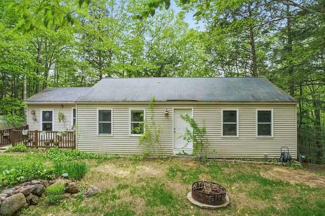 37 Thorndike Rd, Weare, NH 03281 - view of front of home featuring an outdoor fire pit and a deck