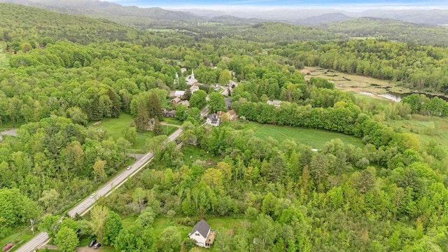 312 Browns Trce, Jericho, VT 05465 - aerial overview of property's location with a heavily wooded area and a mountain backdrop