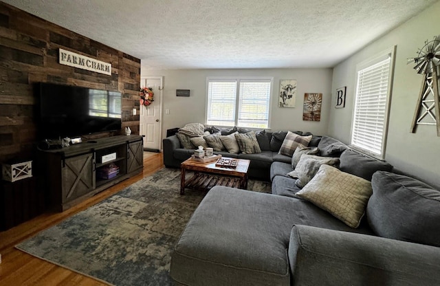 10 Irving Dr, Weare, NH 03281 - living area featuring wood finished floors and a textured ceiling