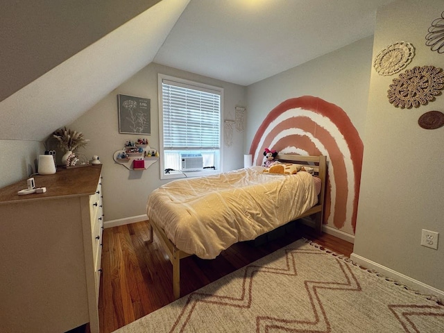 10 Irving Dr, Weare, NH 03281 - bedroom featuring vaulted ceiling, wood finished floors, baseboards, and cooling unit