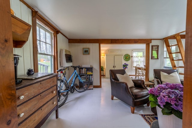 26 Don Gerry Rd, Bristol, NH 03222 - living area with a wall unit AC and wooden walls