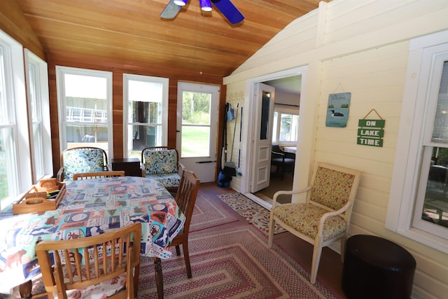 78 Daniels Pond Rd, Glover, VT 05839 - sunroom with lofted ceiling, wood ceiling, and wood walls