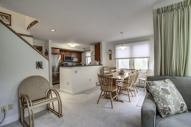 782 E Mountain Rd Unit C2, Killington, VT 05751 - dining area featuring light carpet, baseboards, and recessed lighting