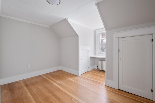 354 Dover Point Rd, Dover, NH 03820 - bonus room with radiator heating unit, light wood-style flooring, baseboards, and vaulted ceiling