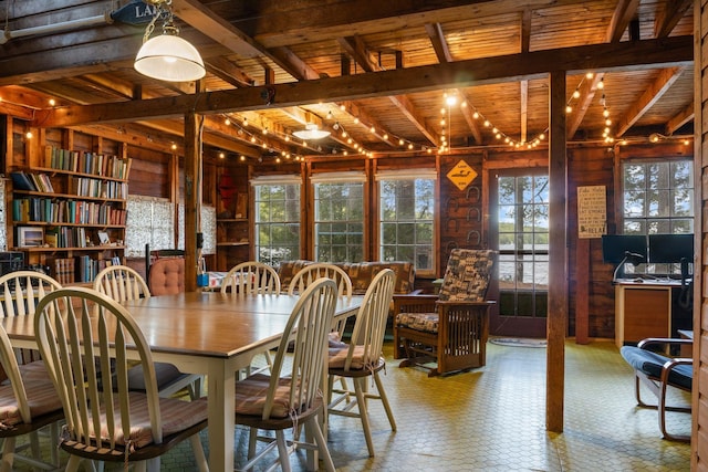 17 Hayes Ln, Acton, ME 04001 - dining room featuring wooden ceiling with exposed beams