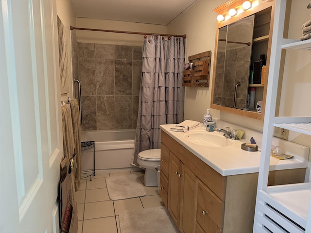 220 Foggs Ridge Rd, Ossipee, NH 03864 - bathroom featuring tile patterned floors, vanity, shower / bath combination with curtain, and toilet