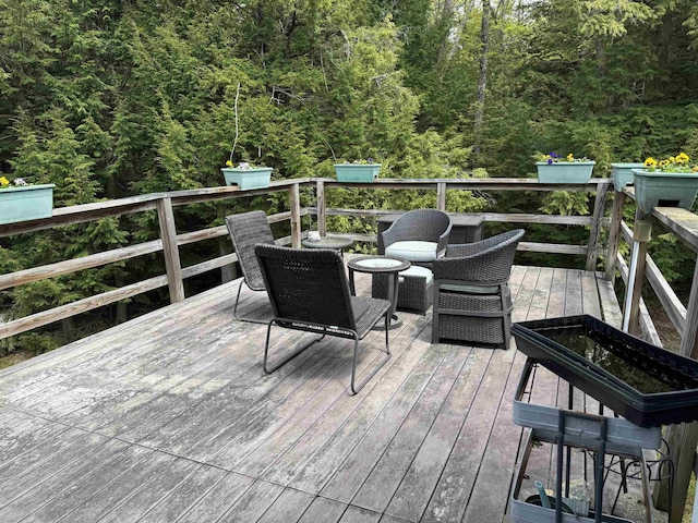 220 Foggs Ridge Rd, Ossipee, NH 03864 - wooden deck with a view of trees