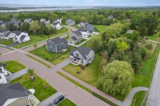 36 Caspian Ln, Shelburne, VT 05482 - aerial view of residential area with a nearby body of water and a heavily wooded area