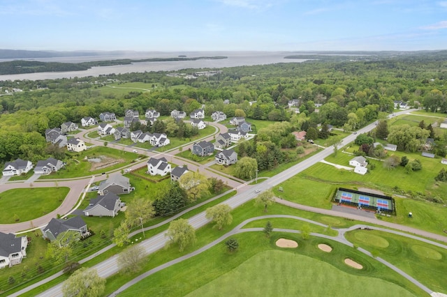 36 Caspian Ln, Shelburne, VT 05482 - aerial perspective of suburban area with a large body of water, a heavily wooded area, and a golf club