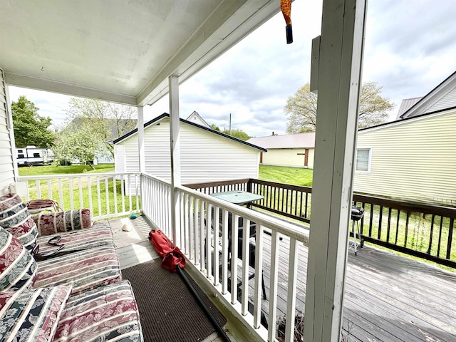 15 Park St, Colebrook, NH 03576 - view of wooden balcony with a wooden deck