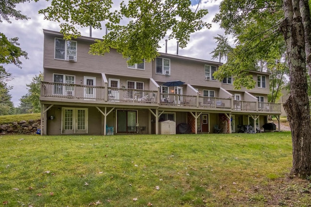78 Saco Pines Rd Unit 9, Conway, NH 03813 - rear view of property featuring a deck, a yard, and french doors