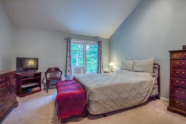 78 Saco Pines Rd Unit 9, Conway, NH 03813 - bedroom featuring carpet flooring, vaulted ceiling, and cooling unit