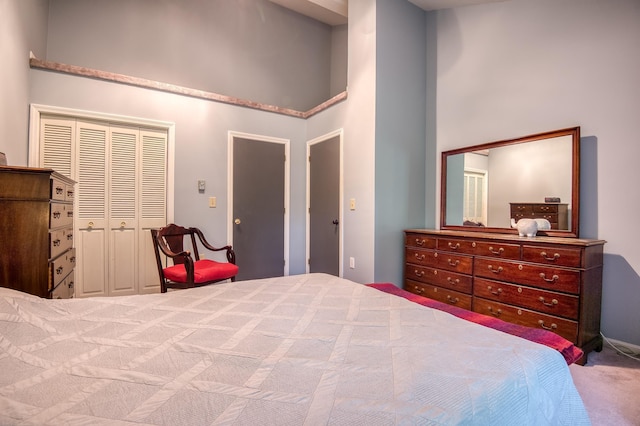 78 Saco Pines Rd Unit 9, Conway, NH 03813 - bedroom with carpet, a high ceiling, and a closet