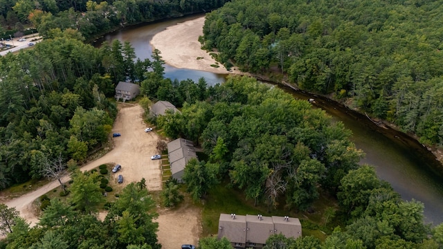 78 Saco Pines Rd Unit 9, Conway, NH 03813 - aerial view of property and surrounding area featuring a heavily wooded area and a large body of water