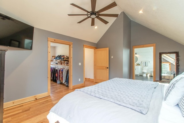 51 Lake View Rd, Westmore, VT 05822 - bedroom featuring baseboards, a walk in closet, light wood-style flooring, recessed lighting, and a closet
