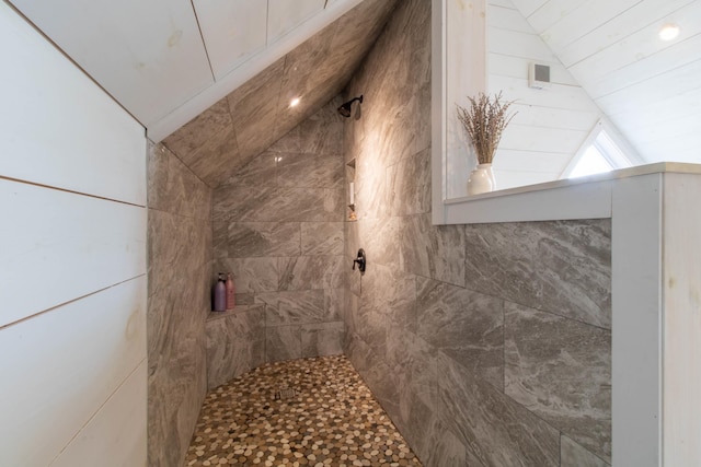 51 Lake View Rd, Westmore, VT 05822 - full bath with tiled shower and vaulted ceiling