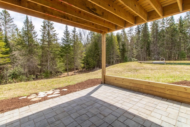 51 Lake View Rd, Westmore, VT 05822 - view of patio featuring a wooded view