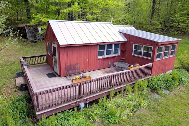 1176 Cross Rd, Strafford, VT 05070 - wooden terrace with a forest view