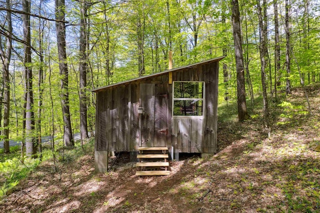 1176 Cross Rd, Strafford, VT 05070 - view of outdoor structure featuring a forest view