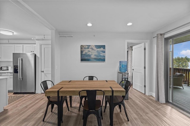 109 Mountainside Dr Unit G202, Stowe, VT 05672 - dining room with light wood-style flooring, recessed lighting, and baseboards