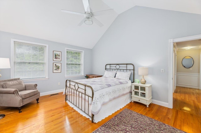 2 Cortland Rd, Milford, NH 03055 - bedroom with vaulted ceiling, light wood-style floors, and ceiling fan