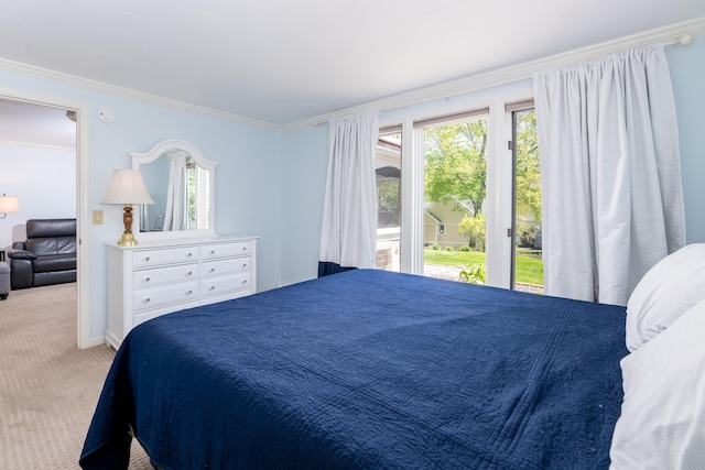 21 Hawk Ridge Rd, Meredith, NH 03253 - bedroom with carpet, ornamental molding, and access to exterior