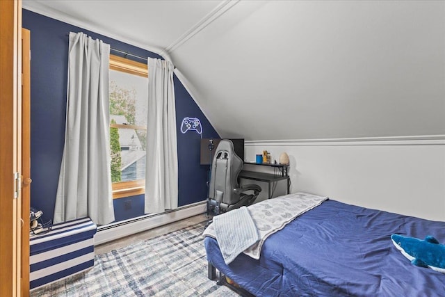100 Maplewood Ave, Milton, VT 05468 - bedroom with vaulted ceiling and a baseboard radiator