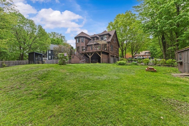 100 Maplewood Ave, Milton, VT 05468 - view of yard featuring stairway and a wooden deck